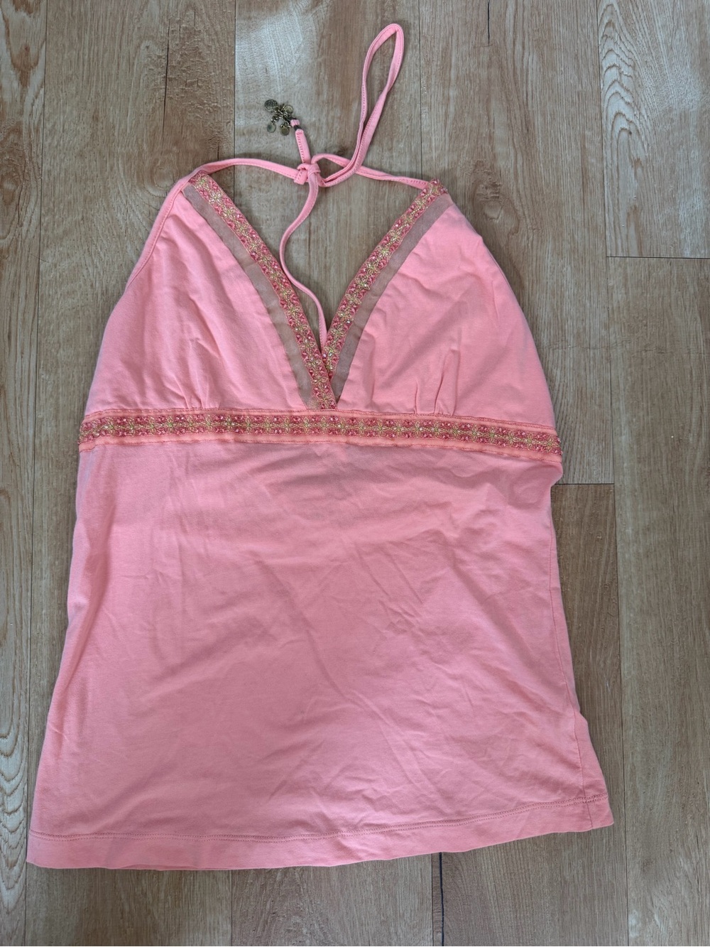 Banana Republic Pink Halter Bandeau with Embroidered Trim